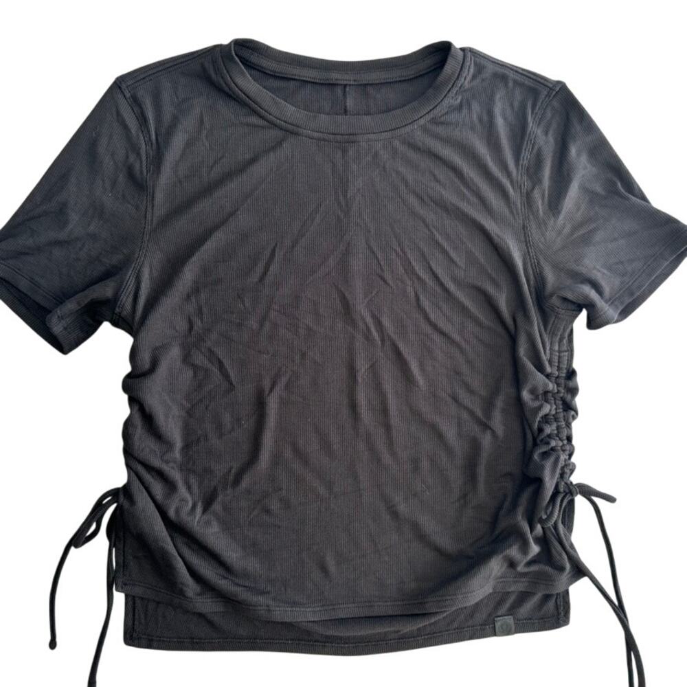 Lululemon Ribbed Crop Top Black Size 4 Micro Modal Side Tie